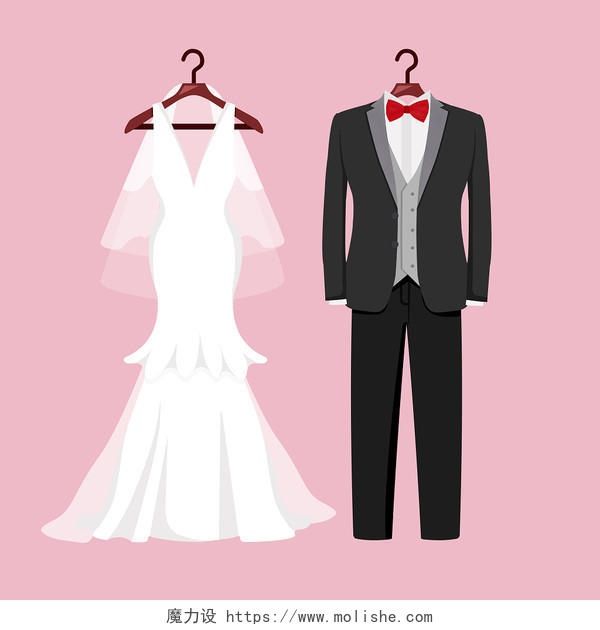 卡通结婚元素婚纱服装男女礼服psd素材